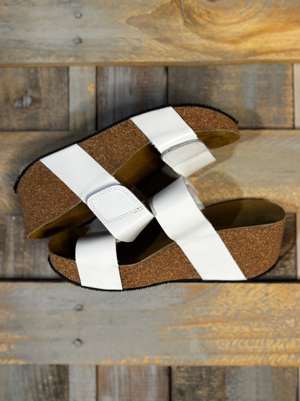 NWOT [Eric Michael] White Cork Platform < Lily > Wedge Sandal | 39 · 8.5 - 9 - Picture 3 of 13